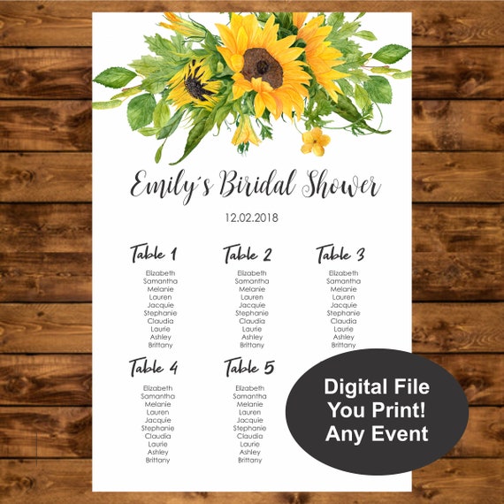 Table Seating Chart Baby Shower