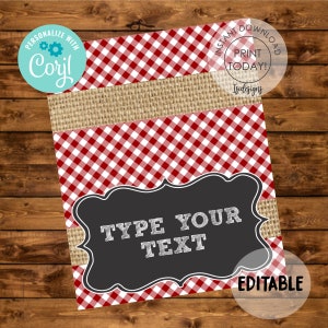 Editable BBQ Place Cards Template, Red Gingham Baby Q Food Tents, I do BBQ Editable Food Labels, Instant Download, BBQ Decoration