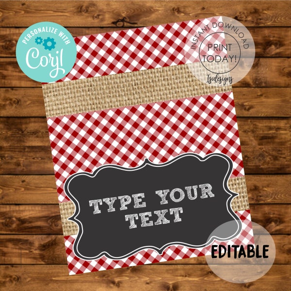 Editable BBQ Place Cards Template, Red Gingham Baby Q Food Tents, I do BBQ Editable Food Labels, Instant Download, BBQ Decoration