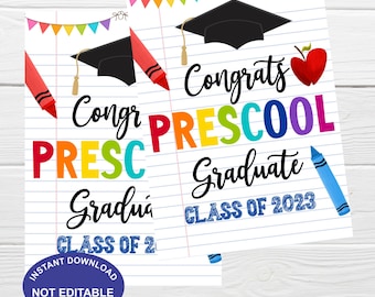Preschool Graduation Favor Tag, Instant Download, Printable Gift Tag, Last day of School, Graduation Gift Tags, End of Year Favor Tag