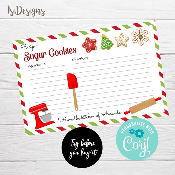 Holiday Recipe Cards - Etsy