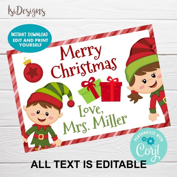Editable Elves Postcard for children, Instant Download, Elf Postcard ...