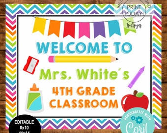 Editable Classroom Sign, Instant Download, Back to School Sign, Instant Download