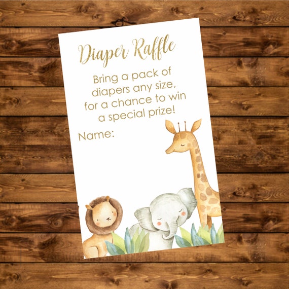 Safari Diaper Raffle Printable Tickets Watercolor Jungle | Etsy