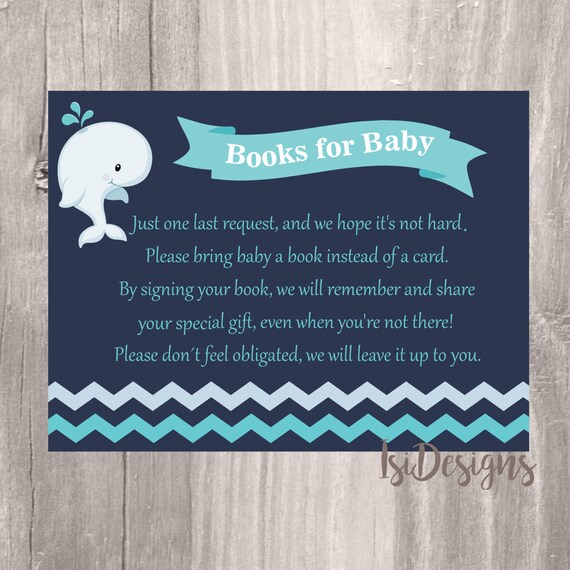 Whale Baby Shower Book Request Card Printable Book Card Etsy Whale Baby Shower Book Request Card Printable Book Card Etsy