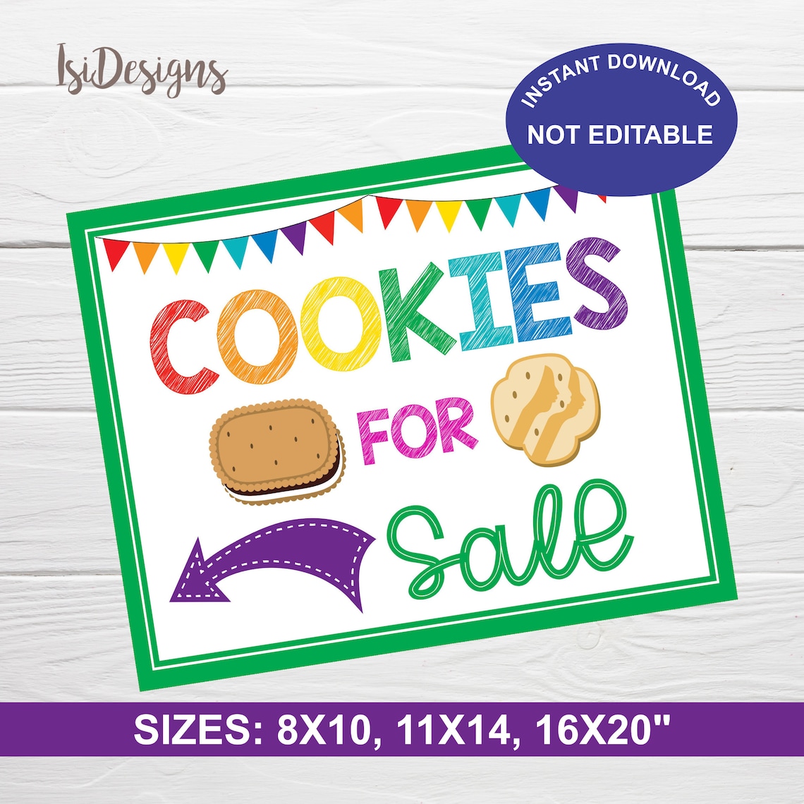 Cookie for Sale Printable Sign Instant Download Girl Scout Etsy