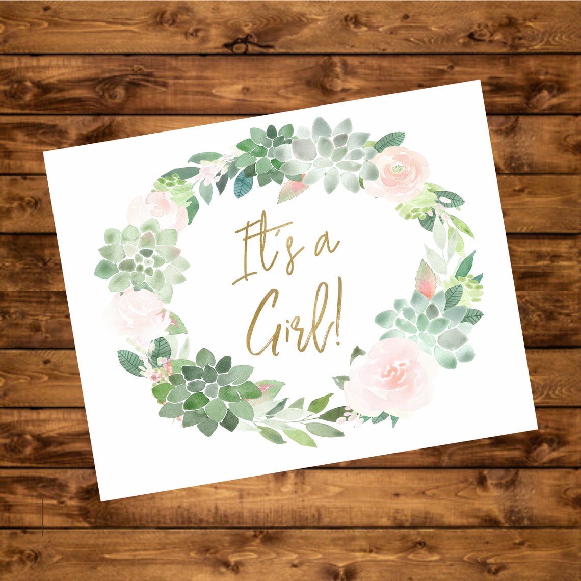 Greenery Succuelent Sign It's a Girl It's a Boy - Etsy España