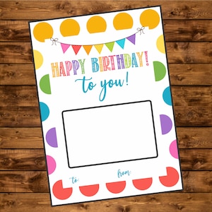 Birthday Gift Card Holder, Birthday Gift, INSTANT DOWNLOAD, Colorful Card Holder, Birthday Present, Happy Birthday to you