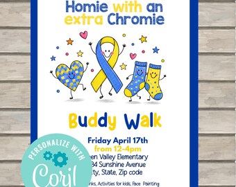 Down Syndrome Awareness Flyer Template, Editable Fundraiser Event Flyer, Corjl Printable Invitation