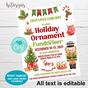 EDITABLE Holiday Ornament Sale Flyer, Christmas Craft Show, Instant Download, Church Flyer, School Craft Fair, Holiday Fundraiser Event