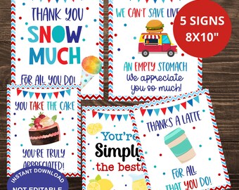 Appreciation Signs Bundle, Instant Download, Nurse Hospital School Employee Appreciation Week Decor
