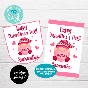 EDITABLE hand sanitizer labels, Instant Download, Valentine's Day Gift Labels image 2