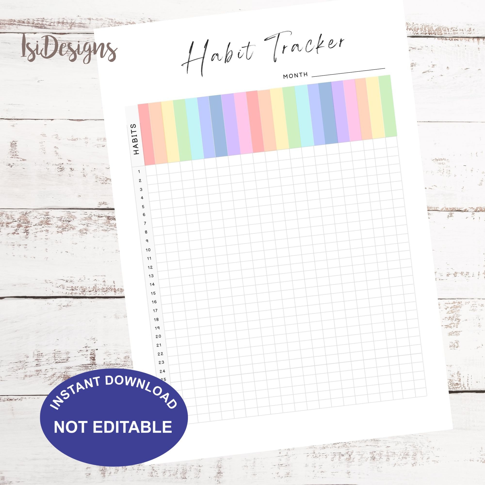 Monthly Habit Tracker Worksheet, Printable Template, Fill in Routine ...