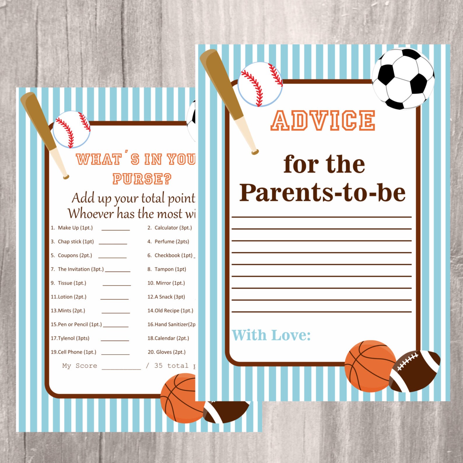 Sports Baby Shower Games Pack with Six Printable Games Etsy