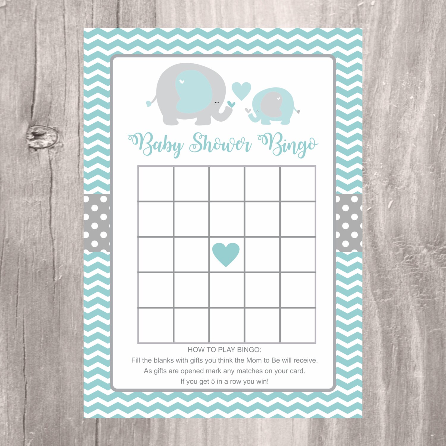 Elephant Baby Bingo Printable Baby Shower Bingo Instant | Etsy