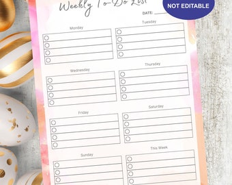 Afdrukbare takenlijst, dagelijks, wekelijkse to-do planner, taakchecklist, organisatorlijst, dagelijkse wekelijkse invulbare 8,5 x11 PDF, checklistschema