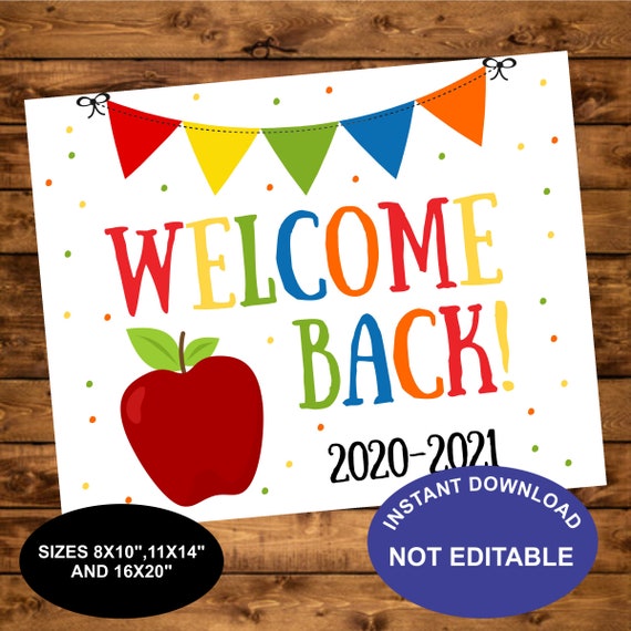 Welcome Back Printable Sign Back To School Banner Instant Download Classroom Decoration First Day Of School Sign Classroom Decoration By Isi Designs Catch My Party