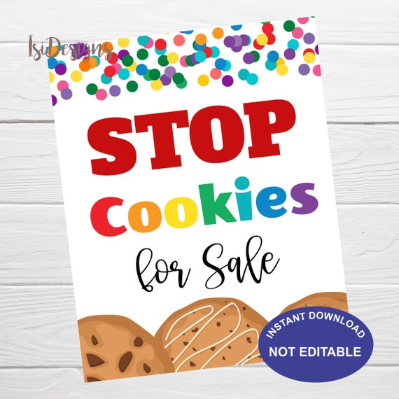 Cookies for Sale Printable Sign, Instant Download, Cookie Booth Poster, Fundraiser Cookies Sale, Marketing Printable Sign Il_570xn