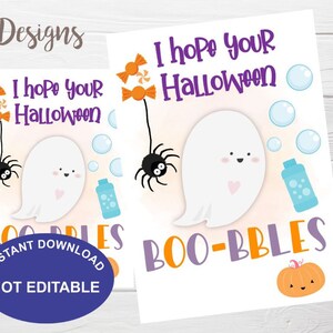Halloween Bubble Gift Tags, I hope your Halloween Boo-bbles Tags, Kids Non-Candy Gift, Classroom Gift Label Printable Download