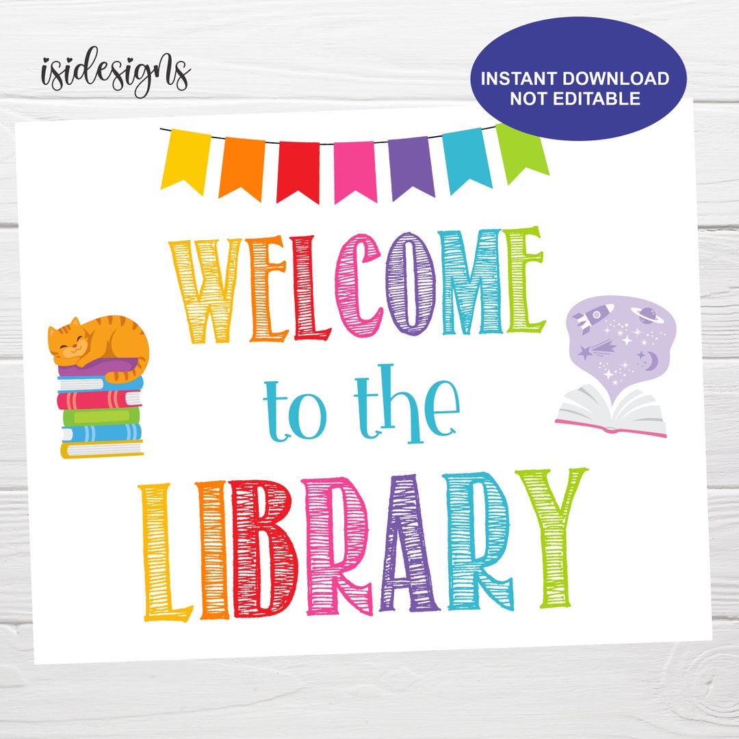 Welcome to the Library Printable Sign Instant Download - Etsy
