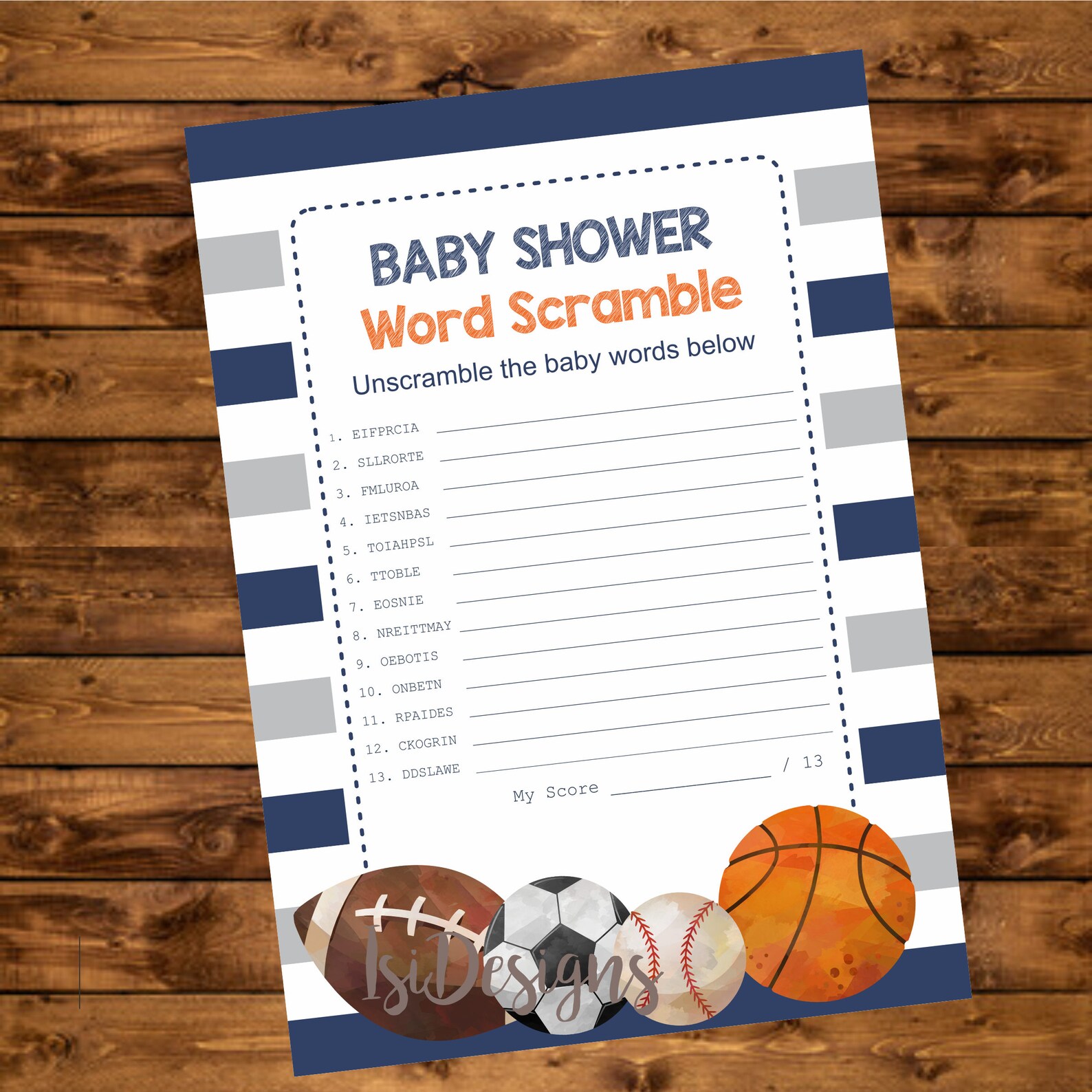 Sports Baby Shower Game Package Six Printable Games Instant Etsy