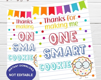 Teacher Appreciation Gift Tag - Smart Cookie Theme - Instant Download