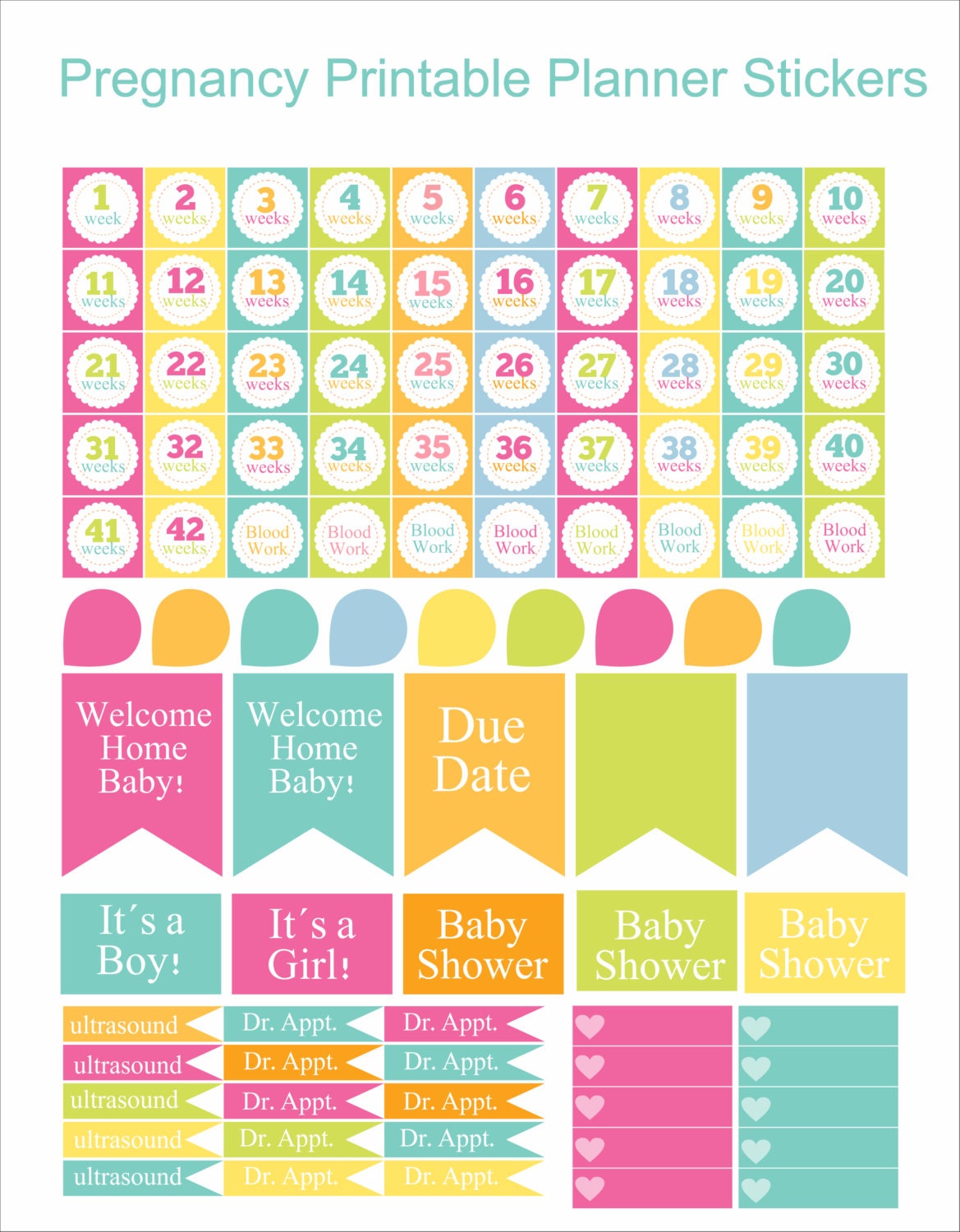 Pregnancy Planner Stickers Printable countdown stickers for Etsy