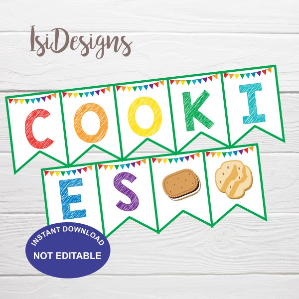 Cookie Booth Bunting Banner, Instant Download, Cookie Sales Printable Flags, Cookie Booth Decoration, Fundraiser Banner