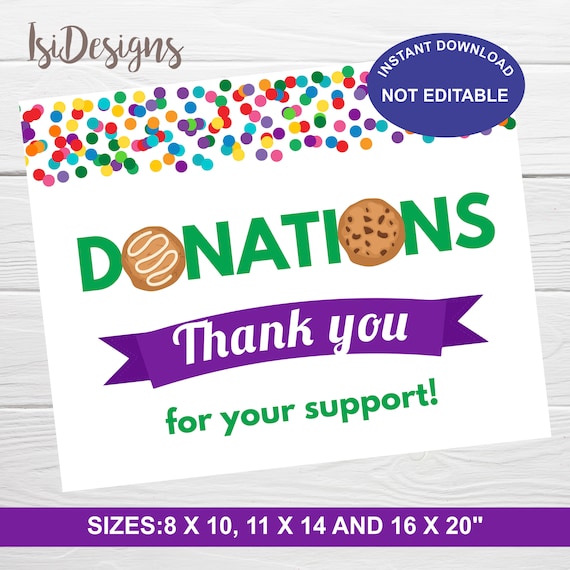 Donations Sign Cookie Booth, Instant Download, Girl Scout Cookies Sale ...