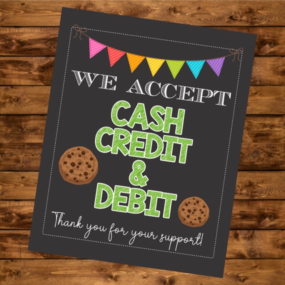 Cookie Booth Sign, Instant Download, Printable Bake Sale, We Accept ...