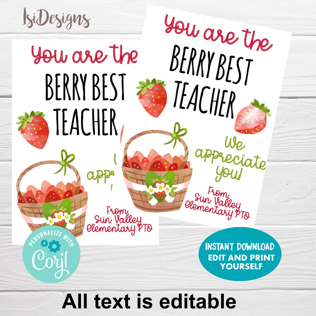 you-are-the-berry-best-teacher-tag-instant-download-editable-teacher-appreciation-sweet-strawberry-tag-teacher-appreciation-gift-tag-etsy for You Are The Berry Best Free Printable You Are the Berry Best Teacher Tag, Instant Download, Editable Teacher Appreciation, Sweet Strawberry Tag, Teacher Appreciation Gift Tag - Etsy for You Are The Berry Best Free Printable