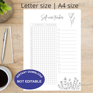 Druckbares Self-Care-Tracker-Set | Letter- und A4-Format | Sofortiger PDF-Download