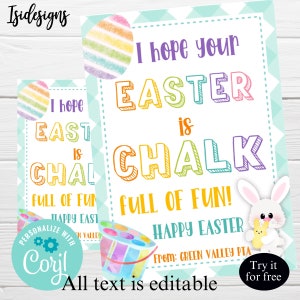 Pasen Gift Tags, krijt vol plezier, Preschool Pasen bewerkbare Tags, leraar cadeau mand Tags, partij gunst Tag, Instant Download krijt Tags