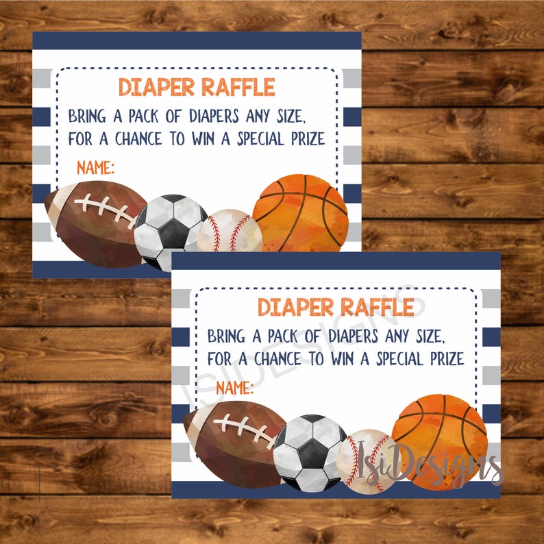 Sports Baby Shower Diaper Raffle Tickets Instant Football Soccer Baseball Basketball All Star