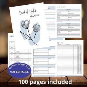 Noodmapplanner van 100 pagina&#39;s | Invulbare afdrukbare PDF | &#39;Wat als&#39; en &#39;Voor het geval dat&#39; bindmiddelbundel | Digitale einde-levensorganisator