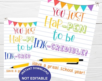 Teacher Gift Tag Printable Pen Appreciation Tag Back to School Teacher Editable Favor Tag