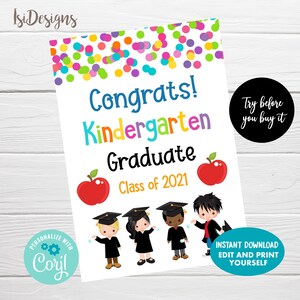 Kindergarten Graduation Juice Bag Labels, Editable Graduation Favor ...