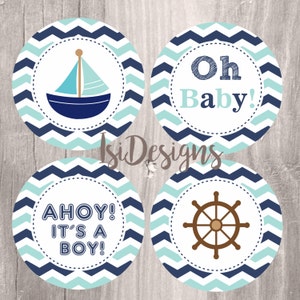 Nautical Baby Shower Favor Tags Navy and Teal Printable | Etsy