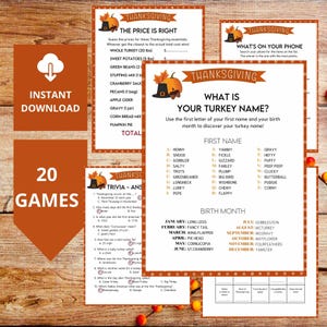 Thanksgiving Game Bundle | Fun Printable Games for Kids & Adults | Family, Party, and Classroom Activities