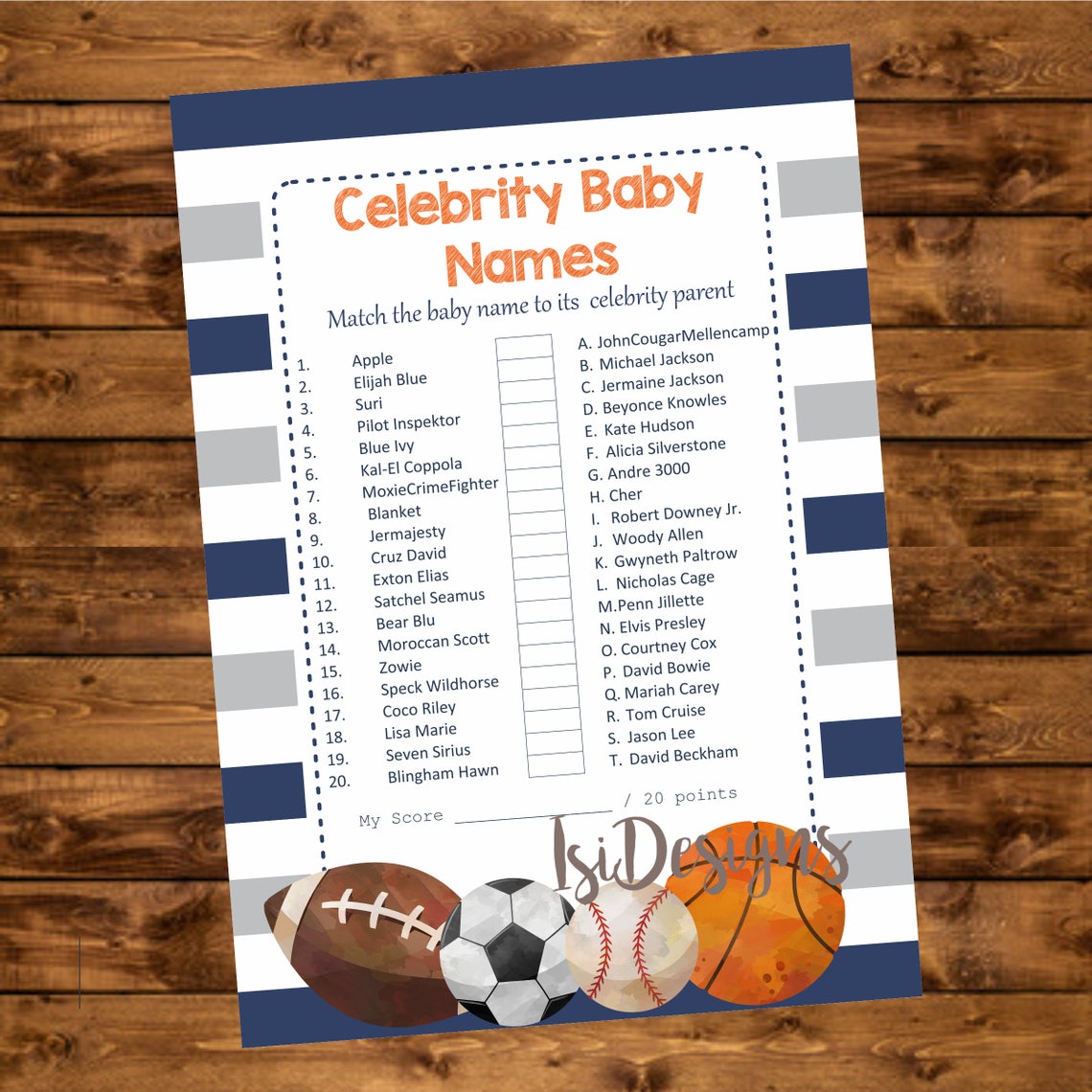 Sports Baby Shower Game Package Six Printable Games Instant - Etsy