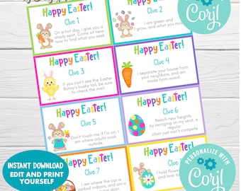 Easter Bunny Scavenger Hunt, Editable Easter Bunny Morning Activity for Kids, Instant Download