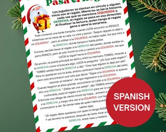 Pass the Gift Left Right Story (Spanish Version) – Printable Game Instant Download