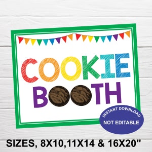 Cookie Booth Sign, Instant Download, Girl Cookies Sale Sign, Fundraiser Sign, Cookie Booth Seller