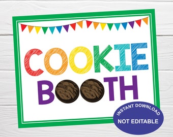 Cookie Booth Sign, Instant Download, Girl Cookies Sale Sign, Fundraiser Sign, Cookie Booth Seller