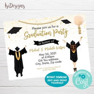 Graduation Editable Invitation, College Graduation Party Invite, Senior Graduation, Instant Download, Graduation Announcement