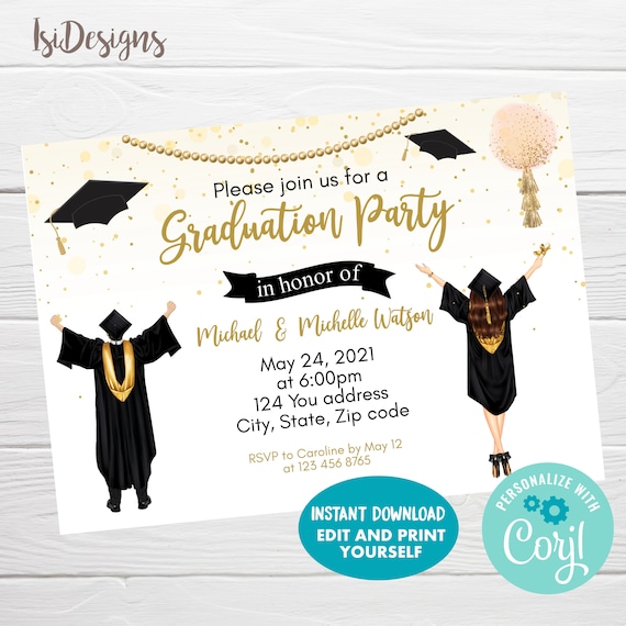 Graduation Editable Invitation, College Graduation Party Invite, Senior Graduation, Instant Download, Graduation Announcement Il_570xn