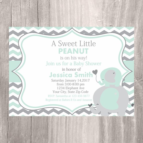 mint baby shower invitations