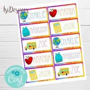 Editable School Supplies Name Labels, Instant Download, School Name Tags, Back to School Supplies Labels, Labels for Belongings