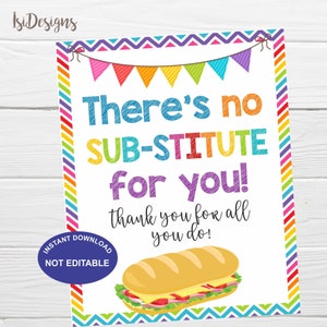 There is no Sub-stitute for you appreciation luncheon sign, Teacher and Staff PTO PTA Employee Volunteer Nurse Hospital Appreciation Week