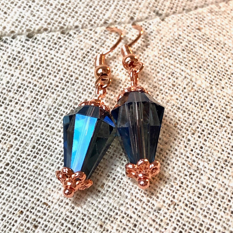 Montana Blue Crystal and Rose Gold Earrings